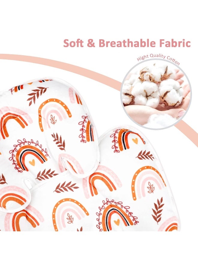 Pea Pod Baby Car Seat Head Support for Newborn, 2 in 1 Infant Car Seat Head Support for Boys Girls Extra Soft Breathable Baby Car Seat Cushion Insert for Strollers, Swings, and Bouncers, Boho Rainbow - Image 3