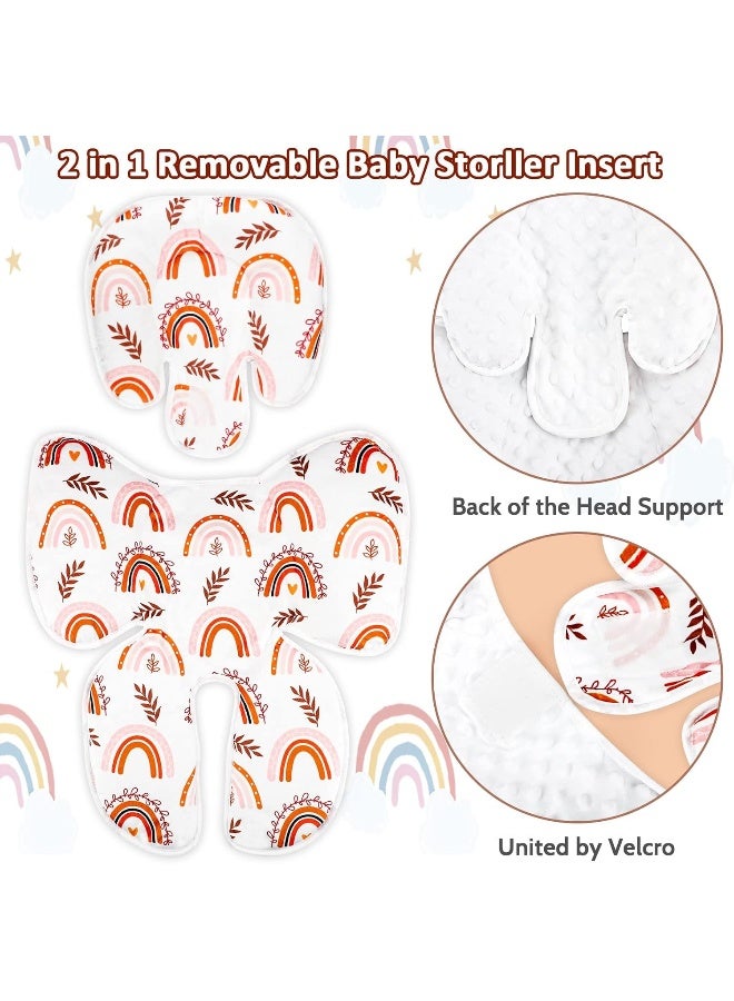 Pea Pod Baby Car Seat Head Support for Newborn, 2 in 1 Infant Car Seat Head Support for Boys Girls Extra Soft Breathable Baby Car Seat Cushion Insert for Strollers, Swings, and Bouncers, Boho Rainbow - Image 2