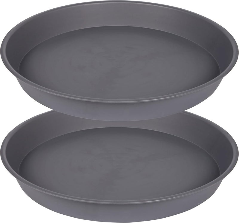 Bleuhome 2 Pack of 14 inch Plant Saucer, Heavy Duty Round Plastic Plant Water Tray, Bird Bath Bowls, Plant Saucers for Indoors, Pot Drip Trays for Planter 12-14" (14", Cement) - Image 1