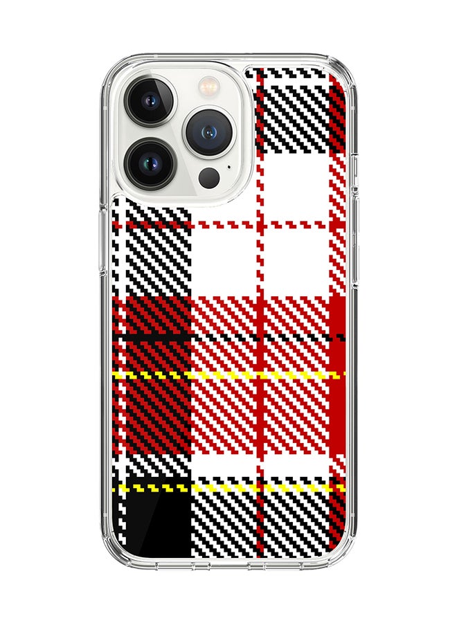 Stylizedd Classic Clear for Apple iPhone 14 Pro Case Hybrid Soft Cover Flexible Edges Anti Drop TPU PC Gel Thin Transparent Cover - English Flannel Full Print