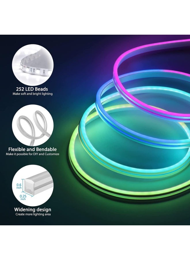 UanTii شريط إضاءة نيون واي فاي DIY ذكي RGB LED 7 ألوان شريط إضاءة مقاوم للماء متزامن مع الموسيقى قابل للتقطيع يعمل مع تطبيق Smart Life 3M - Image 2