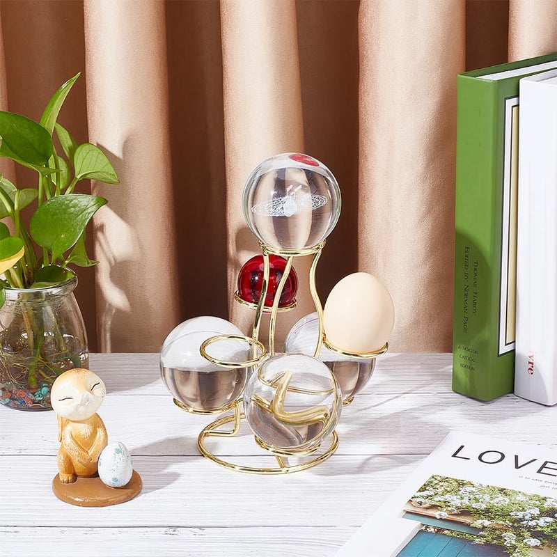 NBEADS Crystal Ball Holders, 7 Eggs Display Stand Light Gold Iron Multi-Sphere Display Holder for Crystal Ball Sphere Globe Home Office Decor Ornament, Hole: 1.3Inch, 4.6Ã—5.1Ã—5.5 Inch - Image 5