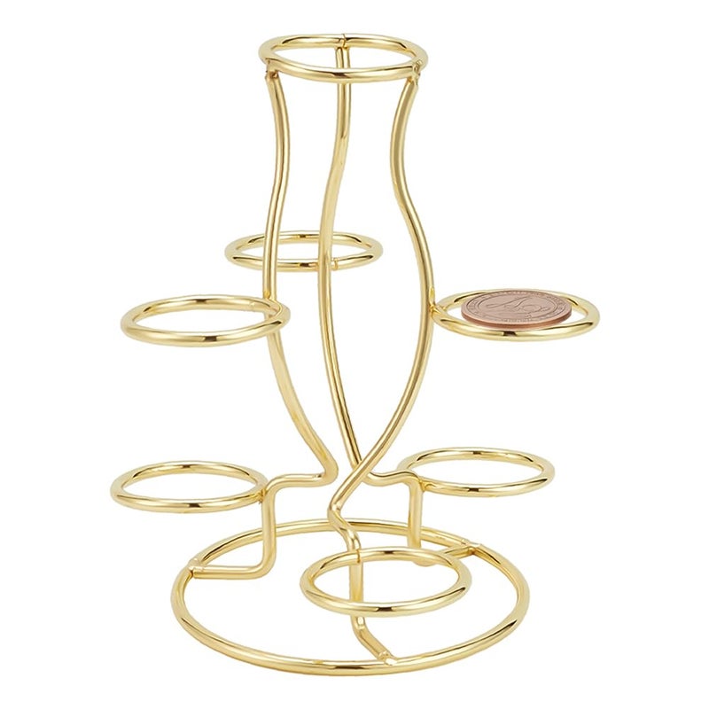 NBEADS Crystal Ball Holders, 7 Eggs Display Stand Light Gold Iron Multi-Sphere Display Holder for Crystal Ball Sphere Globe Home Office Decor Ornament, Hole: 1.3Inch, 4.6Ã—5.1Ã—5.5 Inch - Image 1