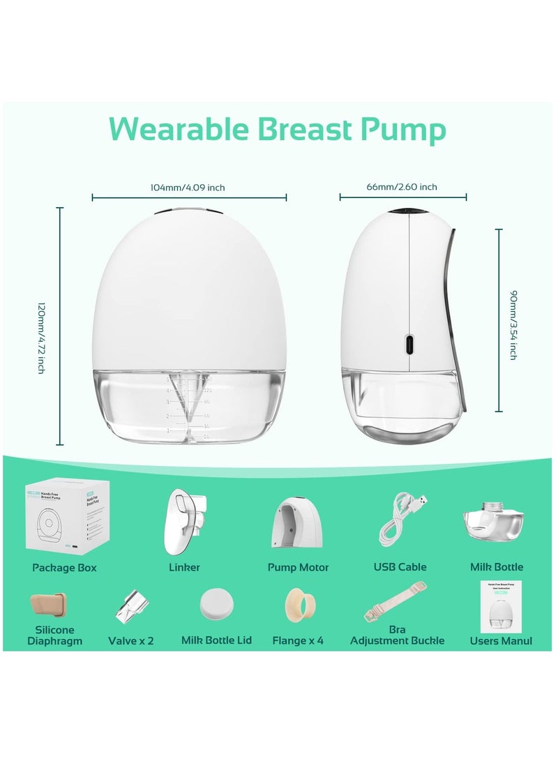 Wearable Breast Pump Hands Free, Portable Electric Double Breast Pump With 4 Modes And 9 Levels Adjustable Painless Strong Suction Power, LCD Display, Low Noise And Memory Function, 16-24mm, 1 Pack - Image 2