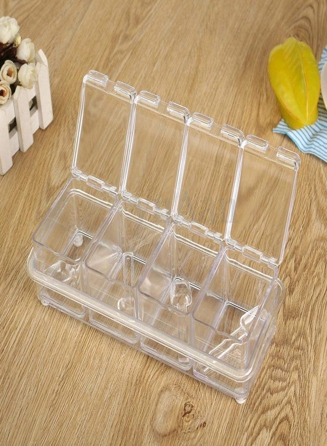 Yancorp Premium Crystal Acrylic Spice Rack Set – 4 Transparent Containers with Lids & 4 Spoons for Convenient Storage, Ideal Masala Box & Organizer for Kitchen Spices, Seasonings, and Condiments - Image 4
