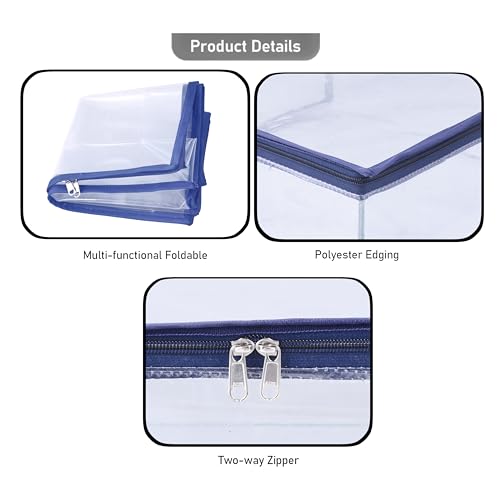 MBW Clothes Organiser for Wardrobe, Saree Covers with zip, Saree Organizer for Wardrobe, Clothes Storage Bag, Saree Bags Storage, Saree Covers for Storage, Transparent (Dark Blue - Pack of 12) - Image 4