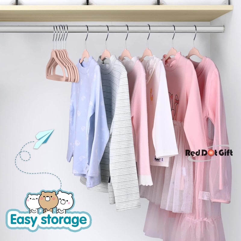 Red Dot Gift Pack of 50 Velvet Kids Hangers - 14 Inch Non-Slip Hangers in Blush Pink - Image 4