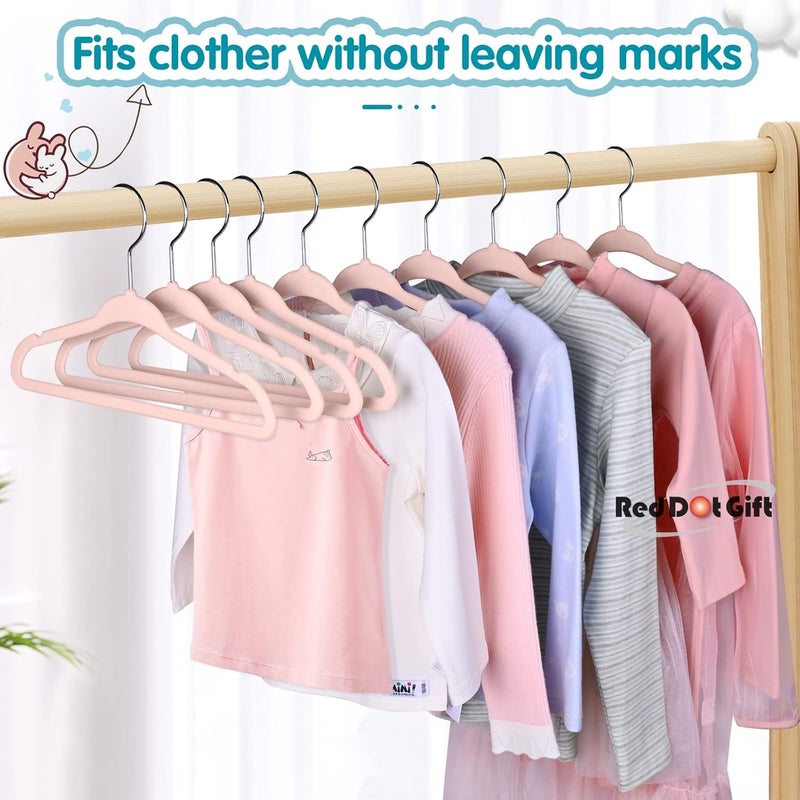 Red Dot Gift Pack of 50 Velvet Kids Hangers - 14 Inch Non-Slip Hangers in Blush Pink - Image 3