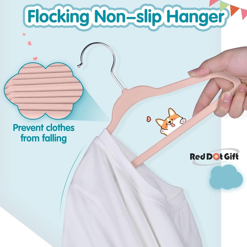 Red Dot Gift Pack of 50 Velvet Kids Hangers - 14 Inch Non-Slip Hangers in Blush Pink - Image 5