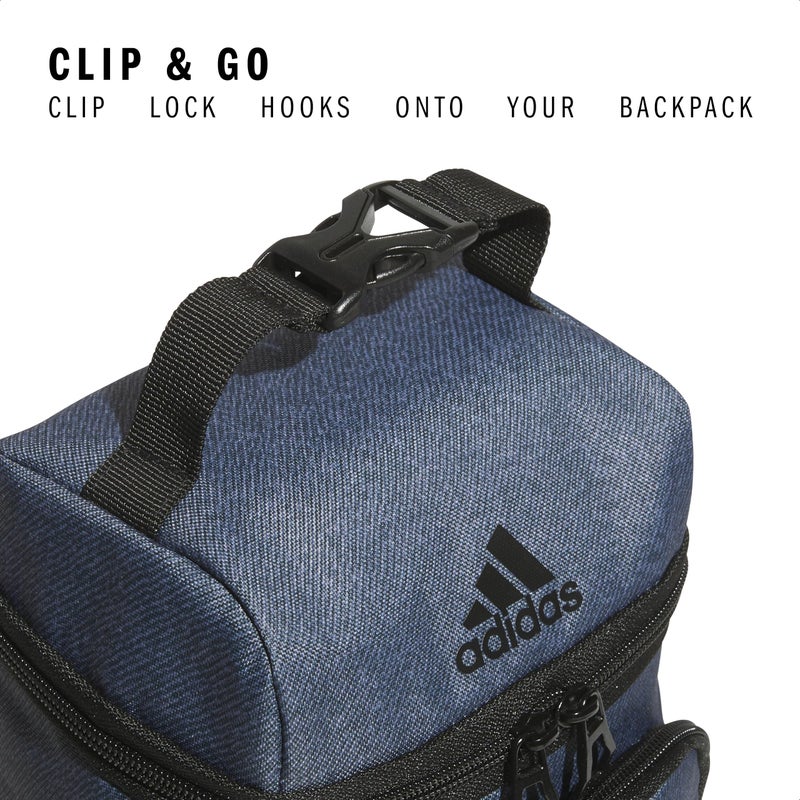 adidas Excel Insulated Lunch Bag, Cooler with Zipper, Pocket for Ice Pack, and Clip, Temperature Control Insulation - Image 3