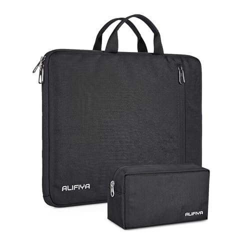 Alifiya 15-15.6 Inch Laptop Sleeve Cover Bag with Charger Pouch - Water-Resistant Case for MacBook, Dell, HP, Lenovo - Ideal for Office & Travel Use - Black - Image 1