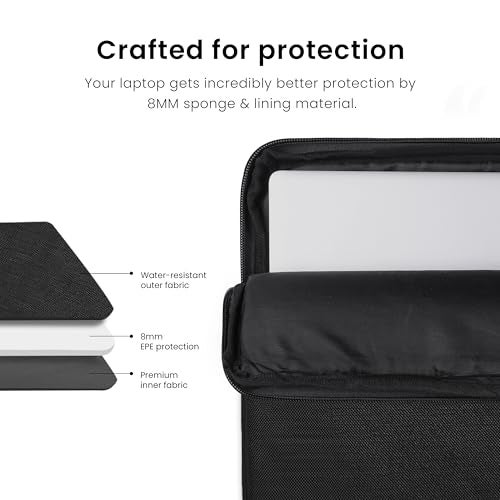 Alifiya 15-15.6 Inch Laptop Sleeve Cover Bag with Charger Pouch - Water-Resistant Case for MacBook, Dell, HP, Lenovo - Ideal for Office & Travel Use - Black - Image 4
