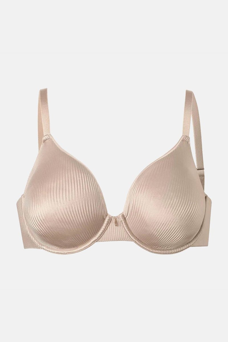 Tchibo Women Non Padded With Wire Textured Bra, Tan  - Image 3