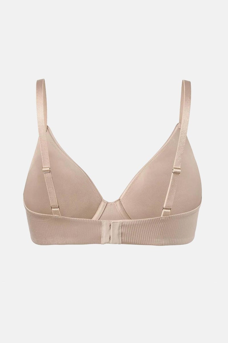 Tchibo Women Non Padded With Wire Textured Bra, Tan  - Image 2