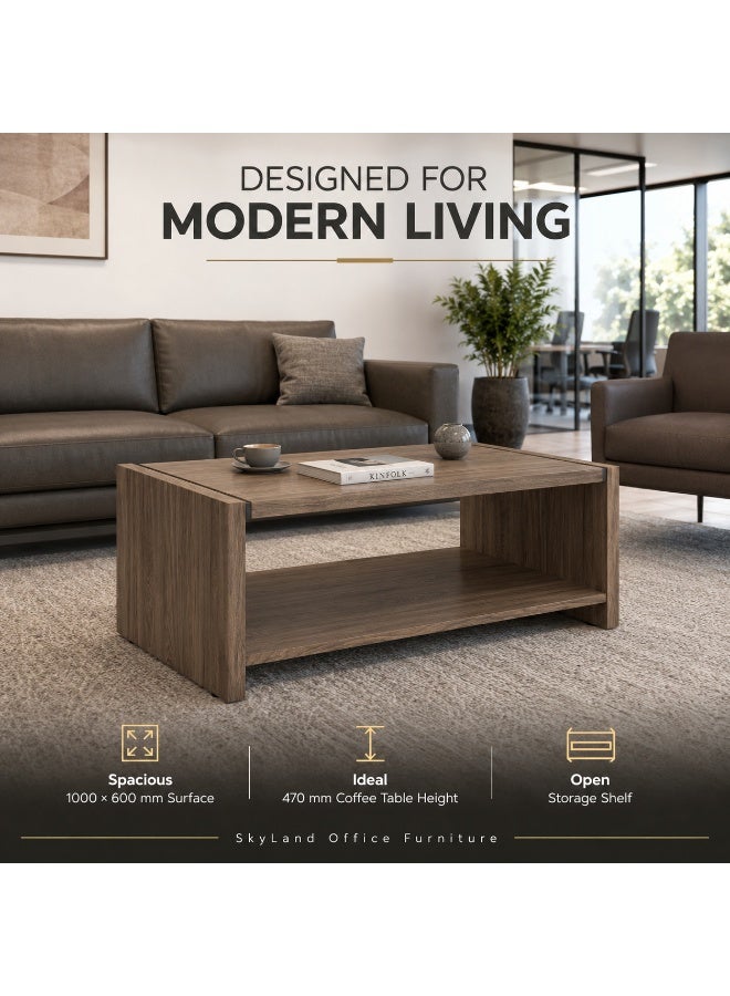 Sky Land Skyland Morris Trend MCT 106 Coffee Table, Modern Living Room Center Table, Wood Construction, Kariya Palmyria/Anthracite Finish, 1000 x 600 x 470 mm (Self Installation) - Image 2