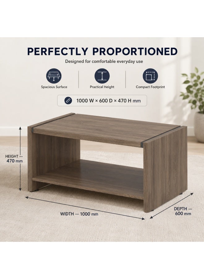 Sky Land Skyland Morris Trend MCT 106 Coffee Table, Modern Living Room Center Table, Wood Construction, Kariya Palmyria/Anthracite Finish, 1000 x 600 x 470 mm (Self Installation) - Image 3