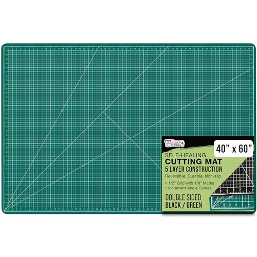 US Art Supply 40 x 60 SelfHealing Cutting Mat 5Ply  DoubleSided GreenBlack Craft Mat NonSlip Cutting Mats for Crafts Sewing Quilting Scrapbooking