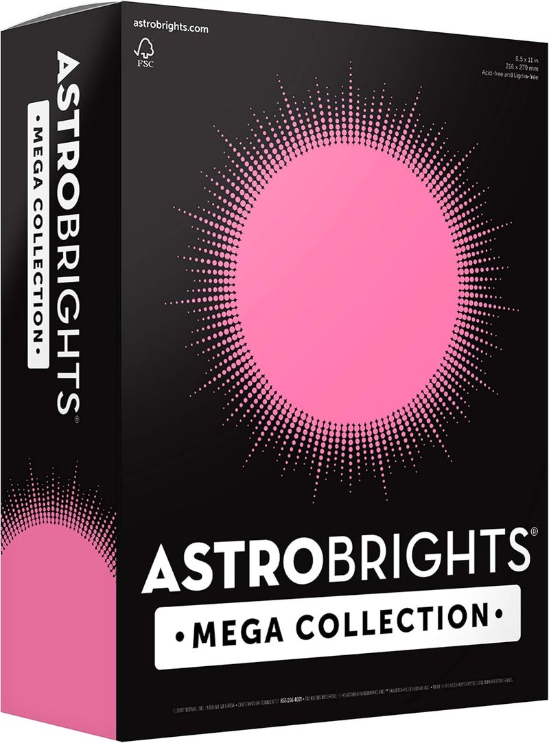 Astrobrights مجموعة مميزة، ورق ملون، وردي نيون، 320 ورقة، 65 رطل/176 جرام، 8.5" × 11" - المزيد من الأوراق! (91681) - Image 1