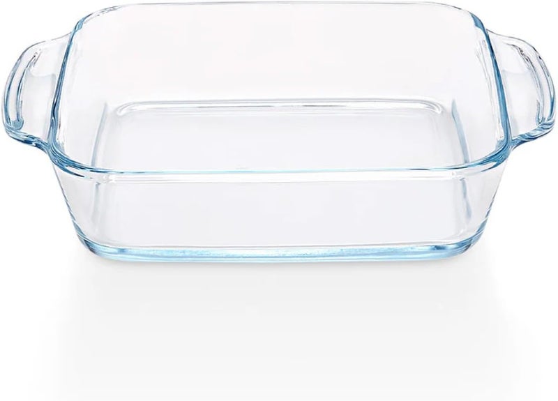 بوروسيل Borosil Square Dish with Handle, 0.8 Liter - Borosilicate Oven Proof Casserole Pan clear 0.8Liters - Image 1