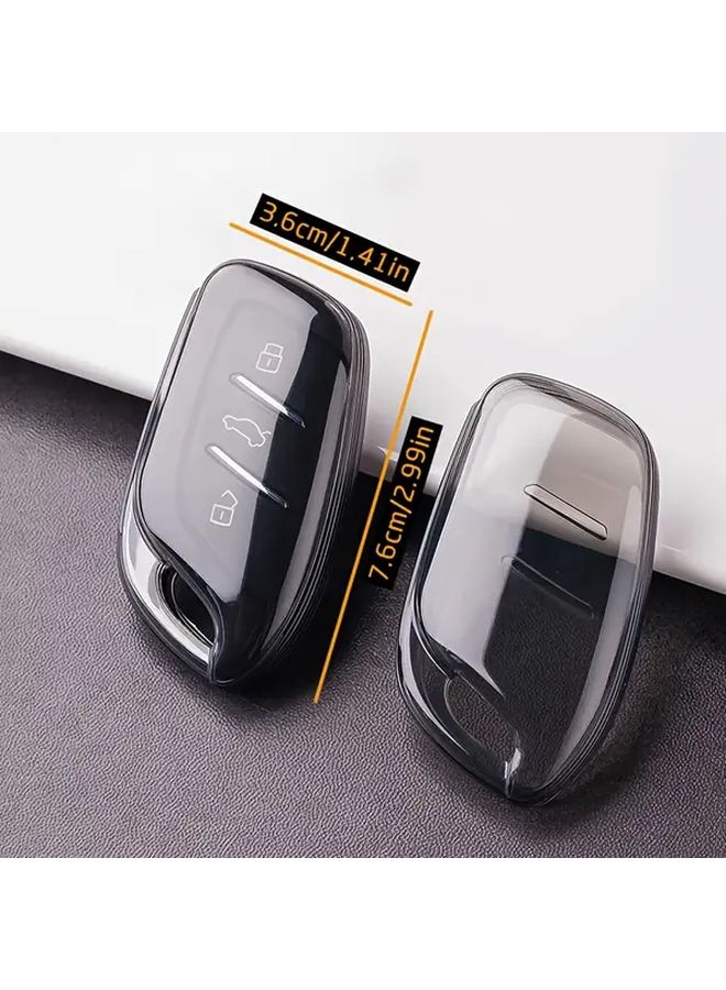 غطاء حماية عالمي كامل التغطية لمفاتيح السيارة، شفاف أسود، غلاف فردي مناسب لـ Roewe CLEVER RX3 RX5 RX8 D7 I5 I6MAX Ei5 D5X DMH MG ZS MG4 EV MG5 Scorpio MG6 جهاز التحكم الذكي عن بُعد - Image 2