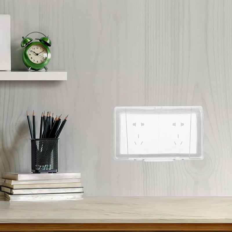 غطاء مزدوج للمقبس الكهربائي الخارجي المقاوم للعوامل الجوية بشفافية، علبة من قطعتين - Image 5