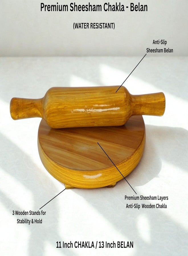 BARTN Pure Sheesham Wooden Chakla - Belan Set for Kitchen | Solid Wooden Rolling Board & Rolling Pin Set for Puri/Chapati/Roti Maker | Chakla ~10 Inch & Belan ~13 Inch, Durable & Waterproof - Image 2
