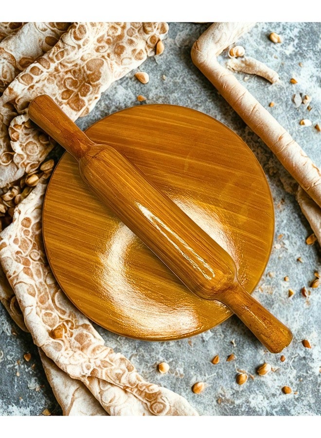 BARTN Pure Sheesham Wooden Chakla - Belan Set for Kitchen | Solid Wooden Rolling Board & Rolling Pin Set for Puri/Chapati/Roti Maker | Chakla ~10 Inch & Belan ~13 Inch, Durable & Waterproof - Image 5
