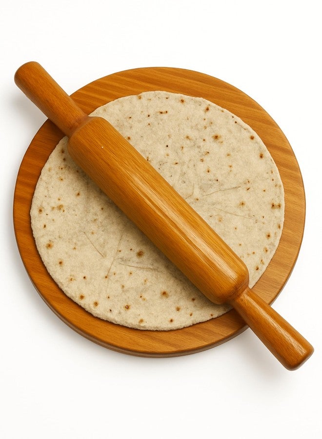 BARTN Pure Sheesham Wooden Chakla - Belan Set for Kitchen | Solid Wooden Rolling Board & Rolling Pin Set for Puri/Chapati/Roti Maker | Chakla ~10 Inch & Belan ~13 Inch, Durable & Waterproof - Image 1