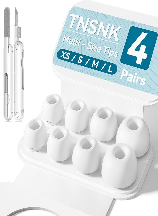 TNSNK [4 Pairs] Replacement Ear Tips for Airpods Pro 1st /2nd (2019/2022/2023) with Noise Reduction Hole,Built-in dust Guard Screen Silicone Ear Tips - 4 Sizes(XS/S/M/L),White - Image 1