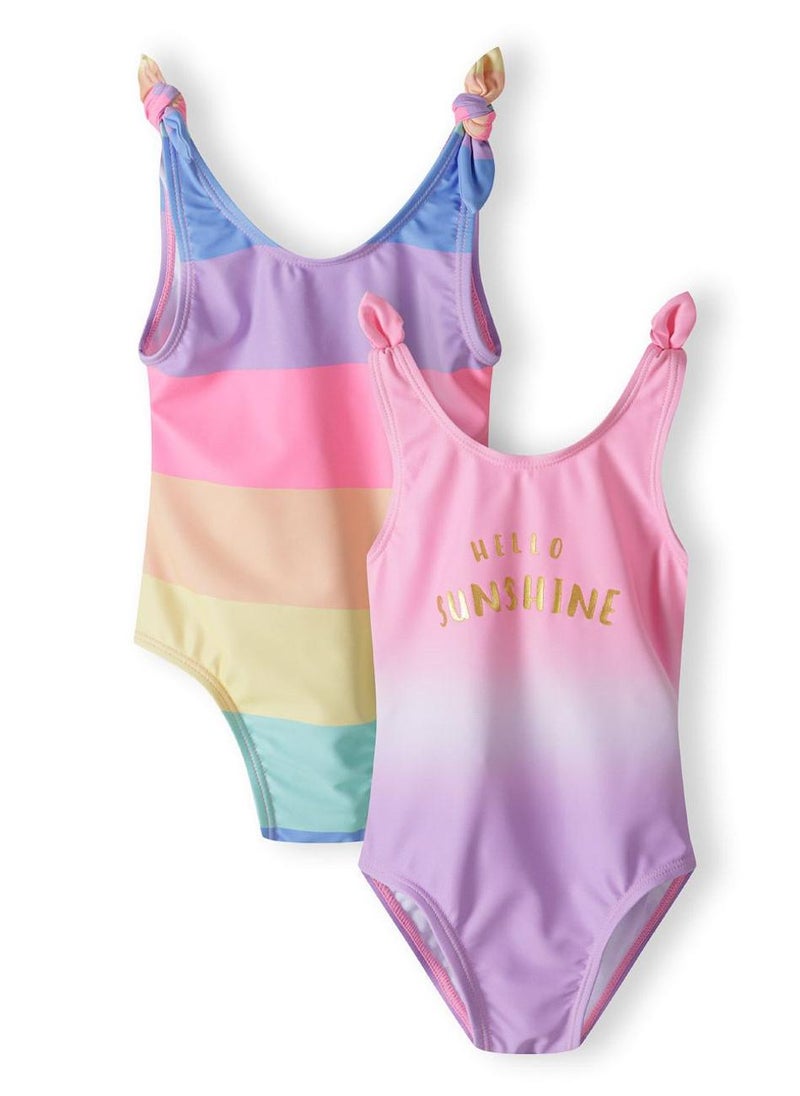 MINOTI 2-Pack Girls' One-Piece Swimsuits with Knot Shoulder Straps - Image 1