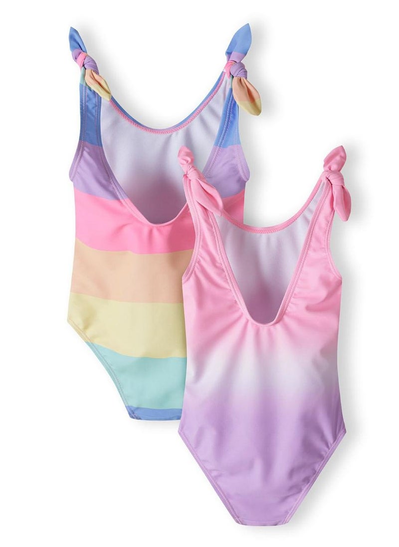 MINOTI 2-Pack Girls' One-Piece Swimsuits with Knot Shoulder Straps - Image 2