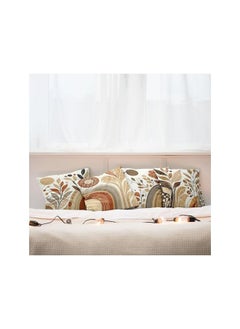The Bros Throw Pillow Cushion Cover, Flowers Leaves and Boho Motifs in Earth and Terra Cotta Colors Pattern, Botanical Throw Pillow Cover, Decorative Accent Double-Sided Printing, 18in, Set of 4  - Image 4