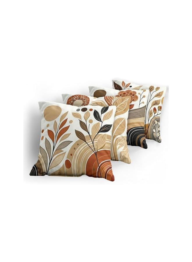 The Bros Throw Pillow Cushion Cover, Flowers Leaves and Boho Motifs in Earth and Terra Cotta Colors Pattern, Botanical Throw Pillow Cover, Decorative Accent Double-Sided Printing, 18in, Set of 4 - Image 5