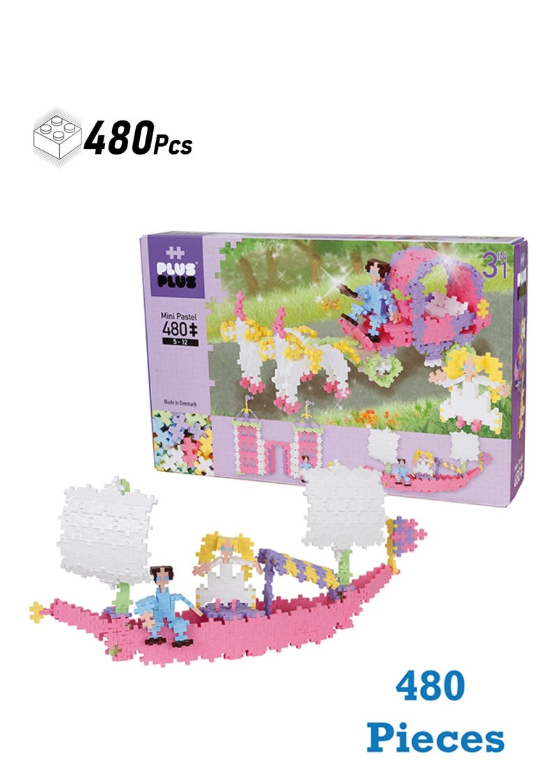 Plus-Plus Pastel Building Blocks 480 Pcs 3In1 / Princess Blocks Set  - Image 1
