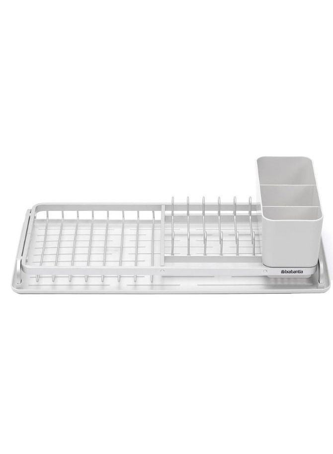 Compact Dish Drying Draining Rack with Cutlery Basket