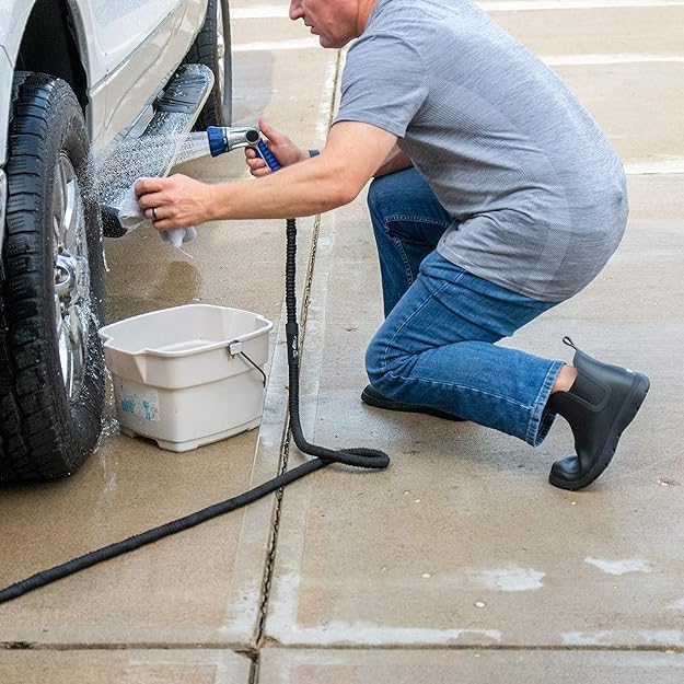 Totes Men's Chelsea Rain Boots - Waterproof Ankle Deck Boots Anti-Slip Comfort Rubber Boots Chelsea Garden Shoes for Fishing, Outdoors, Yard Work, Black, 8 - Image 2