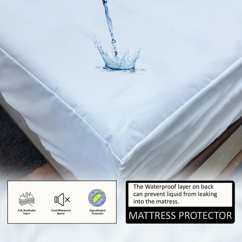 Bright Décor Waterproof Mattress Protector Single Size 100 Leakproof Hypoallergenic NonWoven Elastic Fitted Cover 36x78 Inch 10 Inch Depth White - Image 4