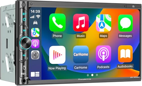 SJoyBring Double Din Car Stereo Wireless Apple CarPlay Android Auto 240W 42CHN 7 Touchscreen SWC Bluetooth FMAM Car Radio 2 Subwoofers Outputs Backup Camera - Image 1