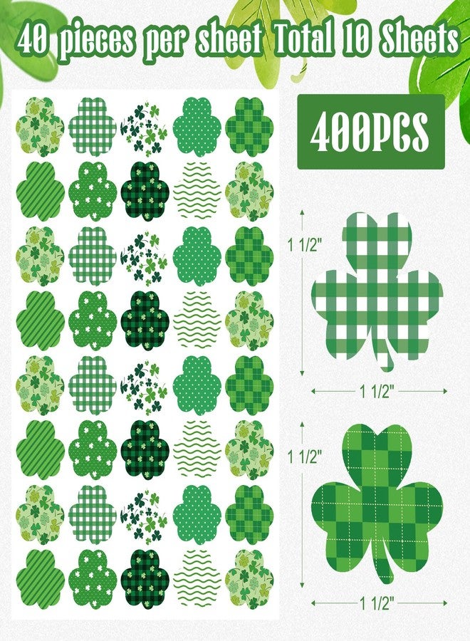 COCHIE 400PCS St. Patrick's Day Shamrock Stickers for St Patricks Day Decorations, Green Saint Patrick's Day Sticker Party Favor Supplies Parties Accessories Holiday Gifts (Pattern) - Image 2