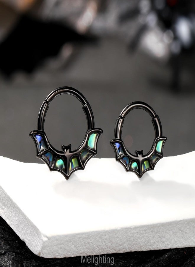 Melighting 16G Bat Septum Ring Halloween Septum Jewelry 8 mm Daith Earring Stainless Steel 316L Helix Earring Black Septum Clicker For Women - Image 2
