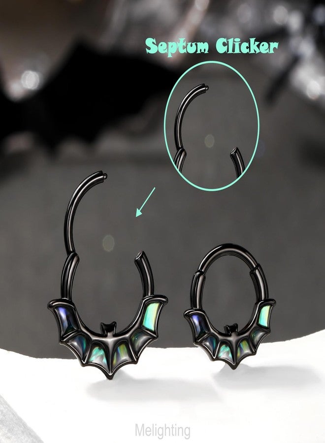 Melighting 16G Bat Septum Ring Halloween Septum Jewelry 8 mm Daith Earring Stainless Steel 316L Helix Earring Black Septum Clicker For Women - Image 5