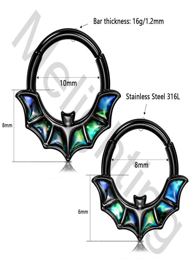 Melighting 16G Bat Septum Ring Halloween Septum Jewelry 8 mm Daith Earring Stainless Steel 316L Helix Earring Black Septum Clicker For Women - Image 4