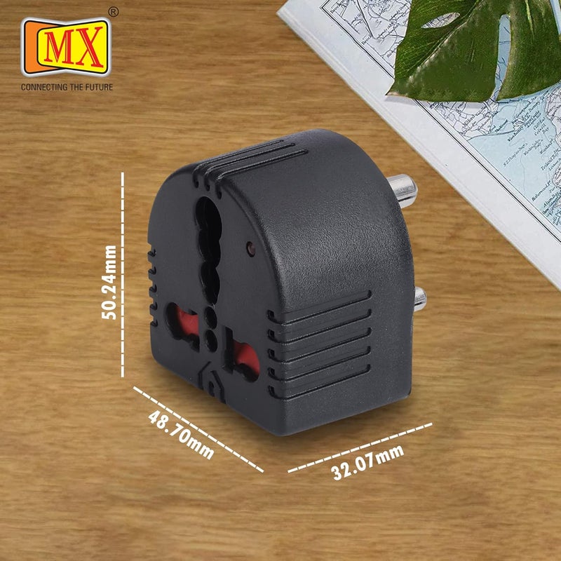 MX محول سفر عالمي 3 دبابيس مع غطاء أمان للأطفال ومؤشر - يحول مقابس الولايات المتحدة والمملكة المتحدة وغيرها إلى الهند، محول طاقة 5A إلى 15A - Image 5