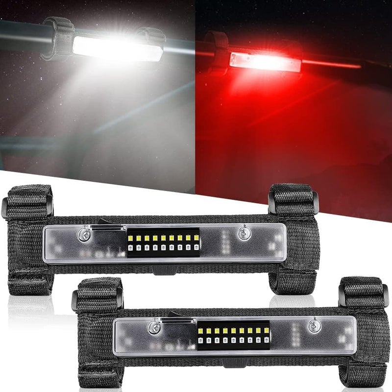 Lumimotor UTV Dome Light Universal Roll Bar Mount UTV Interior Lights for Kawasaki Polaris Can Am Yamaha Pioneer Talon Golf Cart Off Road - White/Red (2 Pack) - Image 1
