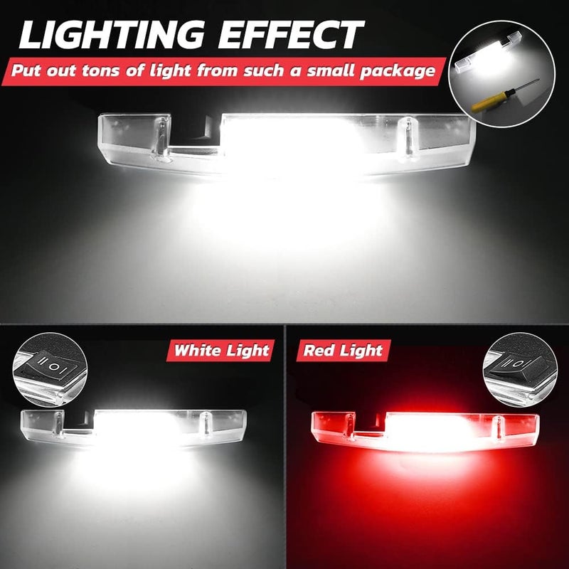 Lumimotor UTV Dome Light Universal Roll Bar Mount UTV Interior Lights for Kawasaki Polaris Can Am Yamaha Pioneer Talon Golf Cart Off Road - White/Red (2 Pack) - Image 2