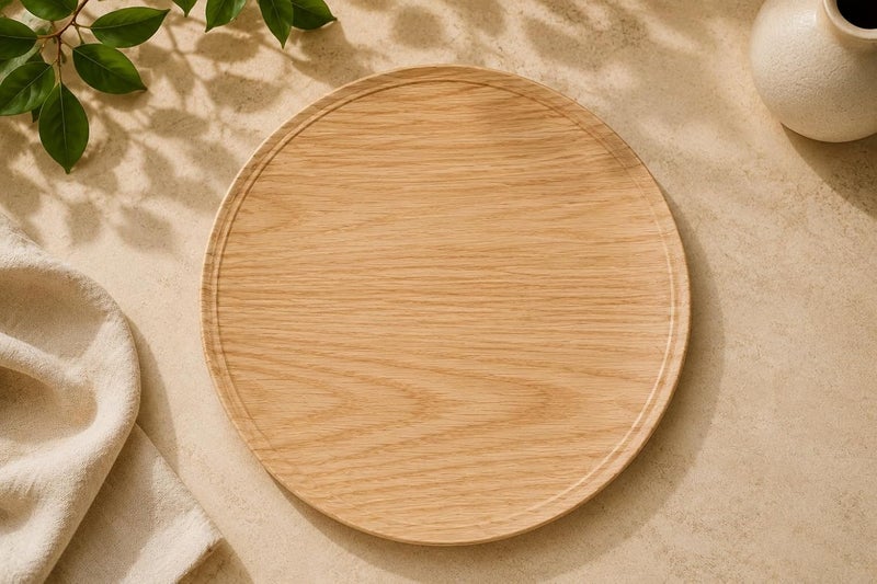 Servewell Harmony Melamine Round Plate 12.5" Yellow Oak Grain - Image 3