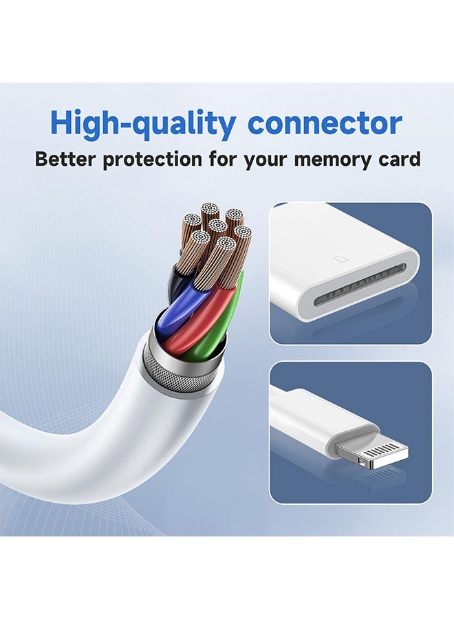 BELANO 2-in-1 SD Card Reader for iPhone iPad with Lightning Connector, Supports SD/TF Memory Cards, Plug & Play Adapter (White) - Image 4