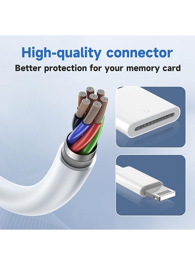 BELANO 2-in-1 SD Card Reader for iPhone iPad with Lightning Connector, Supports SD/TF Memory Cards, Plug & Play Adapter (White) - Image 4