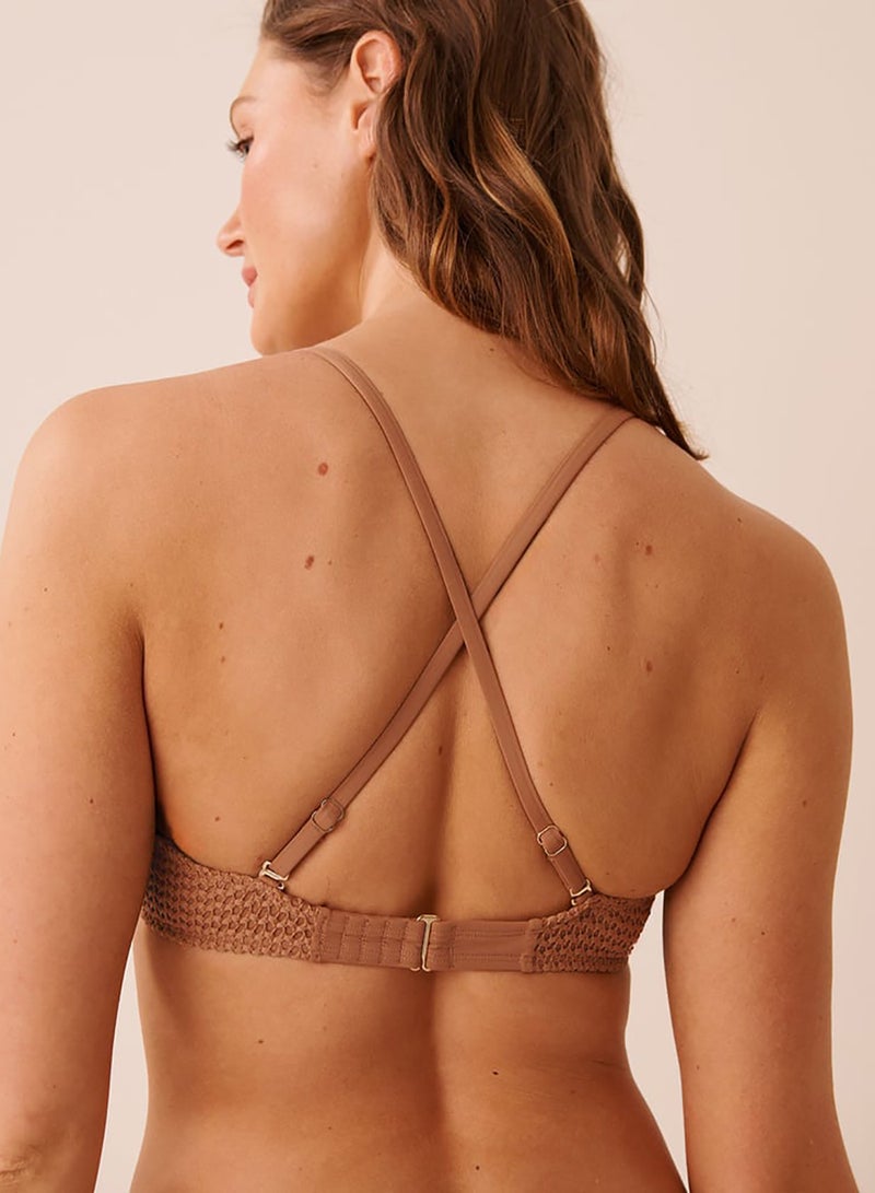La Vie en Rose ICED MOCHA Crochet Plunge Bikini Top - Image 5