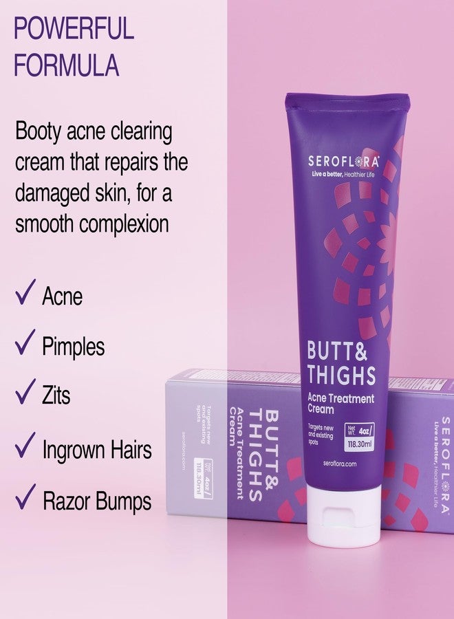 seroflora Butt Acne Clearing Treatment Cream - Reduce Bum Acne, Pimples & Zits - Clearing Acne Lotion for Buttocks - 2% Salicylic Acid for Acne Prone Skin (4oz) Made in USA. - Image 3